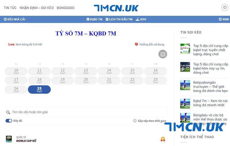 7mcn.uk - Trang web cung cấp kết quả bóng đá trực tiếp nhanh và uy tín