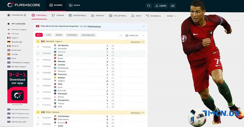 Trang Flashscore.vn - Nơi cập nhật kết quả bóng đá uy tín, chất lượng