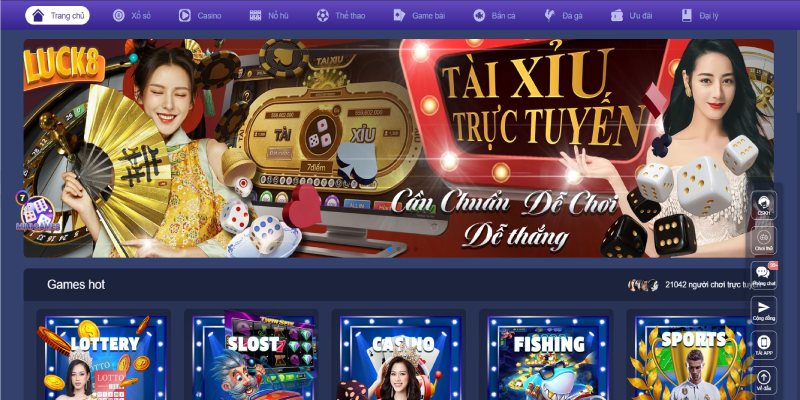 Giao diện cũng dàn sản phẩm cực đỉnh của Luck8 bet